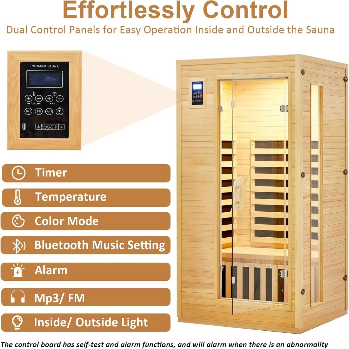 2024 Upgrade 1 to 2 Person Infrared Sauna, Low EMF Infrared Sauna for Home, Indoor Sauna Room, Hemlock Wooden Far Infrared Sauna, Dry Sauna with Bluetooth Speakers, LED Reading and Chromotherapy Lamp — product view 4