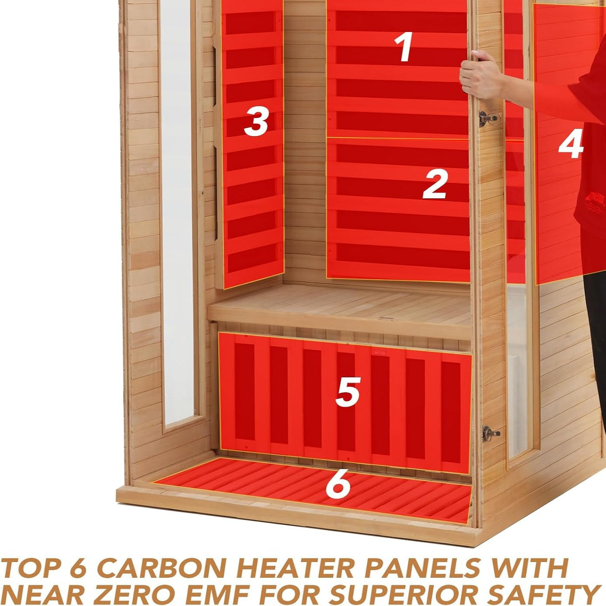 2024 Upgrade 1 to 2 Person Infrared Sauna, Low EMF Infrared Sauna for Home, Indoor Sauna Room, Hemlock Wooden Far Infrared Sauna, Dry Sauna with Bluetooth Speakers, LED Reading and Chromotherapy Lamp — product view 6