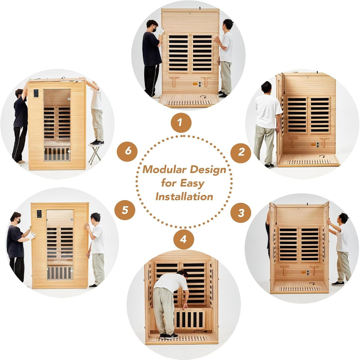 2024 Upgrade 1 to 2 Person Infrared Sauna, Low EMF Infrared Sauna for Home, Indoor Sauna Room, Hemlock Wooden Far Infrared Sauna, Dry Sauna with Bluetooth Speakers, LED Reading and Chromotherapy Lamp — product view 8