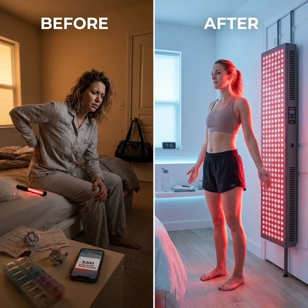 Hooga PRO1500 Red Light Therapy Panel – 300 LEDs, 660 & 850nm — Before & After
