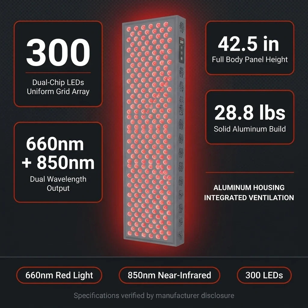 Hooga PRO1500 Red Light Therapy Panel – 300 LEDs, 660 & 850nm — Results & Stats
