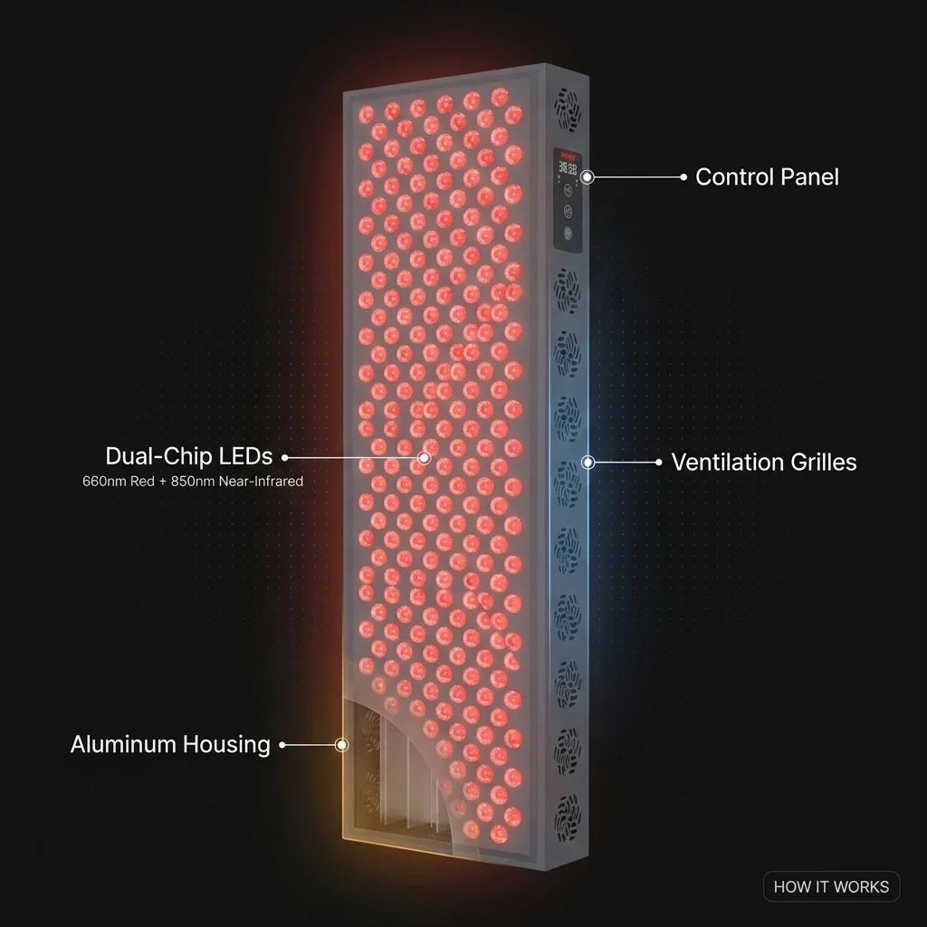 Hooga PRO1500 Red Light Therapy Panel – 300 LEDs, 660 & 850nm — How It Works