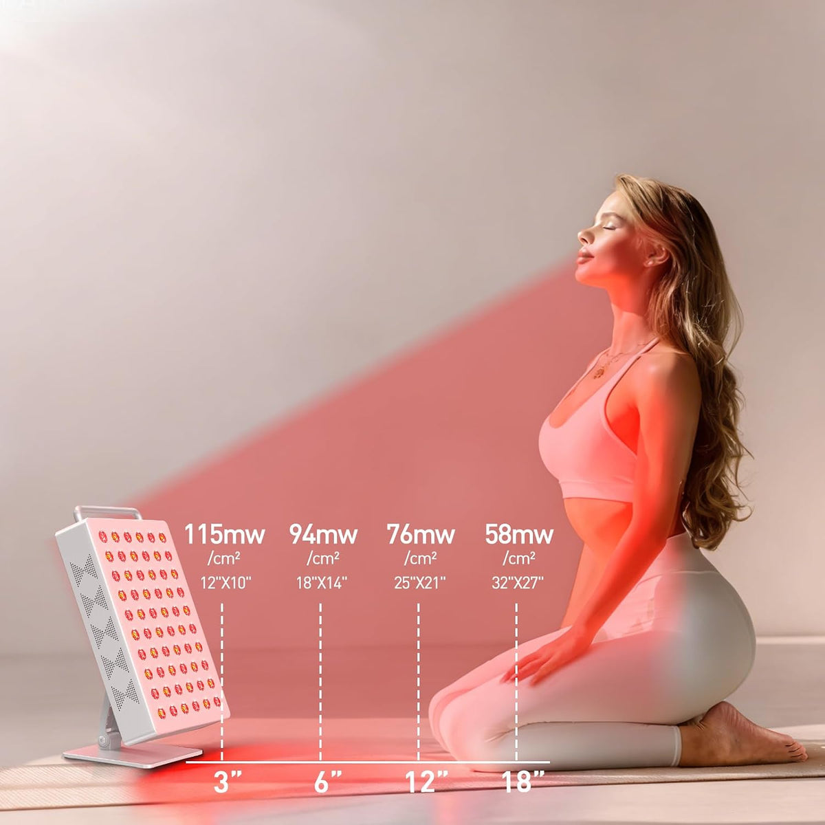 Red Light Therapy Panel 5 Wavelength 60 Dual Chip Leds 630+660+810+830+850Nm Red and near Infrared Lamp Therapy Device 100W with Timer & Stand for Body Pain Relief Face Skin Health Sleep White — product view 5