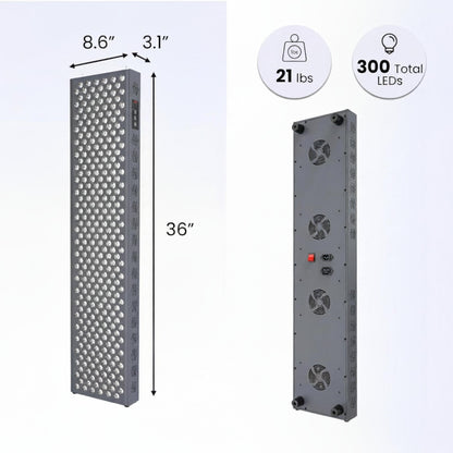 Red Light Therapy Panel Device – 660Nm Red & 850Nm near Infrared Light Therapy, LED Light Therapy Lamp, 300 Dual Chip Leds, Timer, Hanging Kit Included – PRO1500 — product view 3
